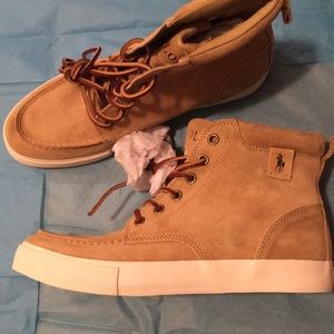 Men”s Polo Beige/khaki Suede Sneakers Size 7.5D